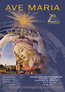 Ave Maria, Kamerkoor Lux, Den Haag, 24 november 2018, Maranathakerk, 1 december 2018, Agneskerk, Raoul Boesten